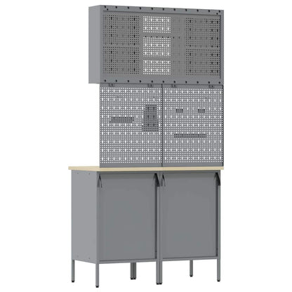 Werkbank Met Lade Met Slot 5 Pcs 100 X 55 X 200 Cm Staal Zwart 2x (85 cm)