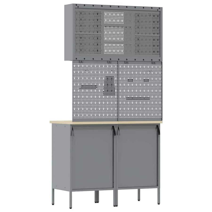 Werkbank Met Lade Met Slot 5 Pcs 100 X 55 X 200 Cm Staal Zwart 2x (85 cm)