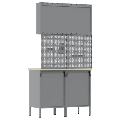 Werk kast met lade met slot 5 pcs Rood Engineered hout en staal