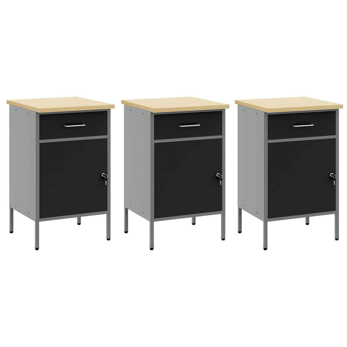 Werk kast met lade 8 pcs Zwart Engineered hout en staal