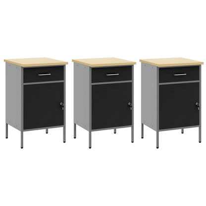 Werk kast met lade 8 pcs Zwart Engineered hout en staal