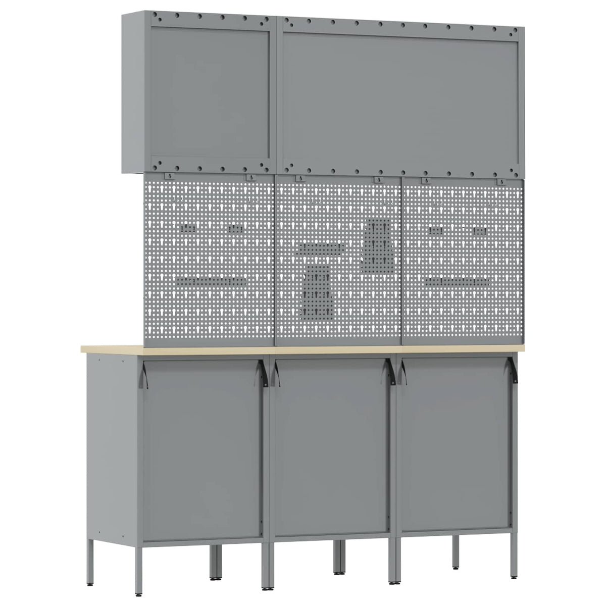 Werk kast met lade 8 pcs Zwart Engineered hout en staal
