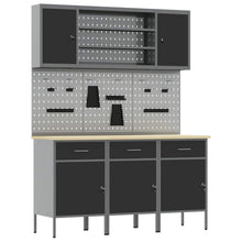 Werk kast met lade 7 pcs Zwart Engineered hout en staal