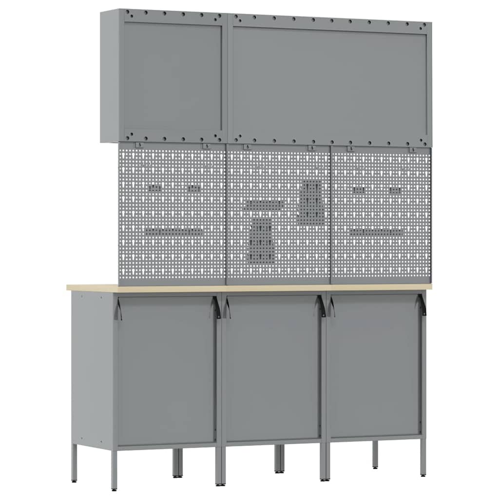 Werk kast met lade met slot 8 pcs Rood Engineered hout en staal