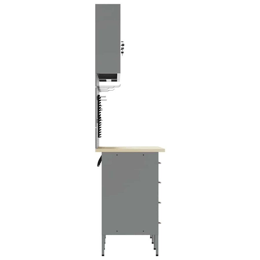 Werk kast met lade met slot 8 pcs Rood Engineered hout en staal