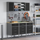 Werkkast met lade 150x55x200 cm zwart engineering hout
