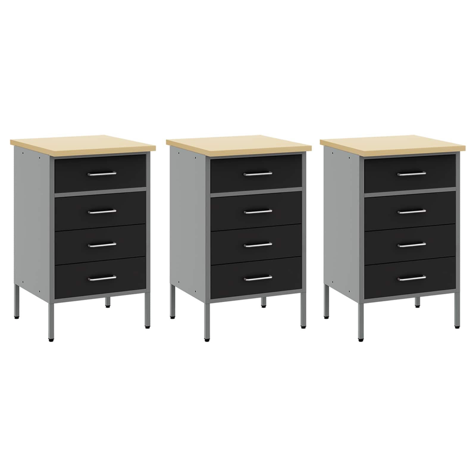 Werk kast met lade 7 pcs Zwart Engineered hout en staal