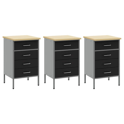 Werk kast met lade 7 pcs Zwart Engineered hout en staal
