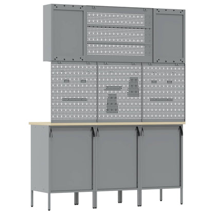 Werk kast met lade 7 pcs Zwart Engineered hout en staal