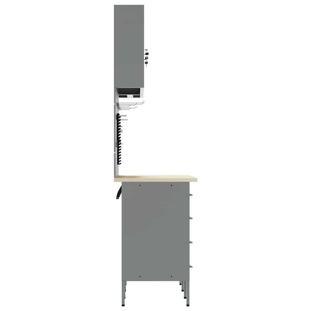 Werk kast met lade met slot 8 pcs Rood Engineered hout en staal
