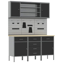Werk kast met lade 7 pcs Zwart Engineered hout en staal