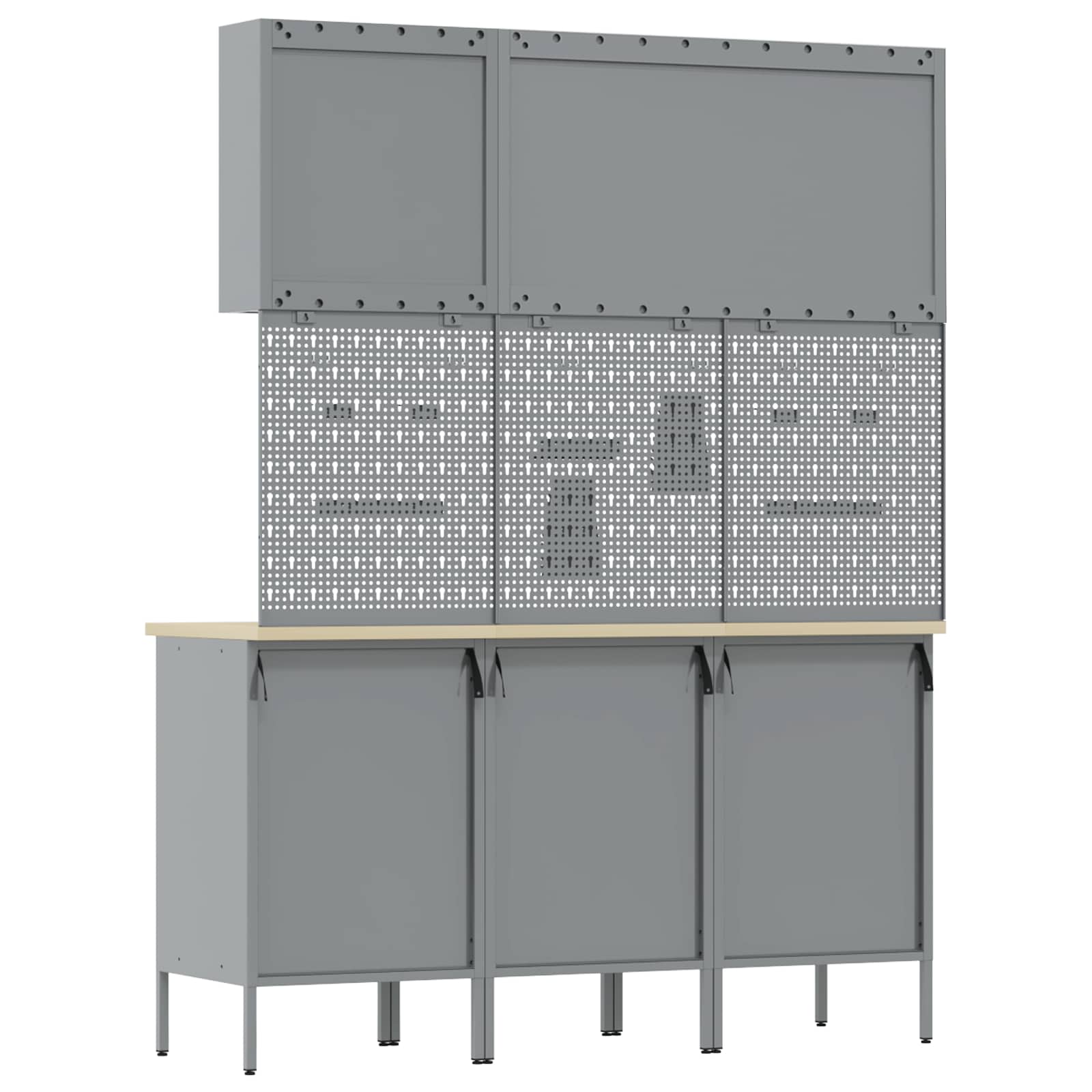 Werk kast met lade 8 pcs Zwart Engineered hout en staal