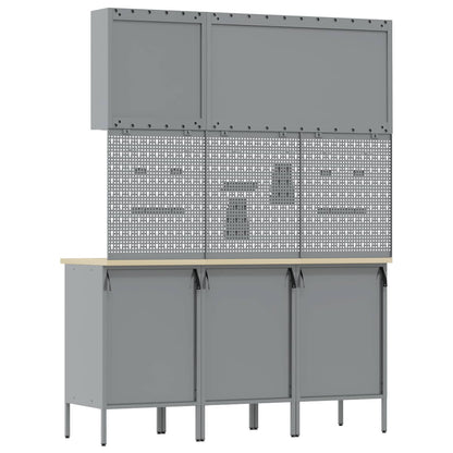 Werk kast met lade 8 pcs Zwart Engineered hout en staal