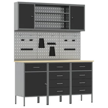 Werk kast met lade 7 pcs Zwart Engineered hout en staal