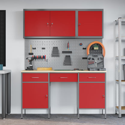 Werk kast met lade 10 pcs Rood Engineered hout en staal