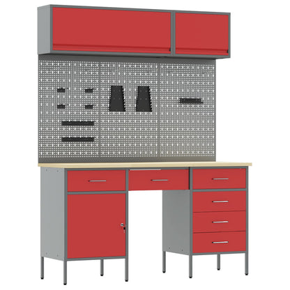 Werk kast met lade 8 pcs Zwart Engineered hout en staal