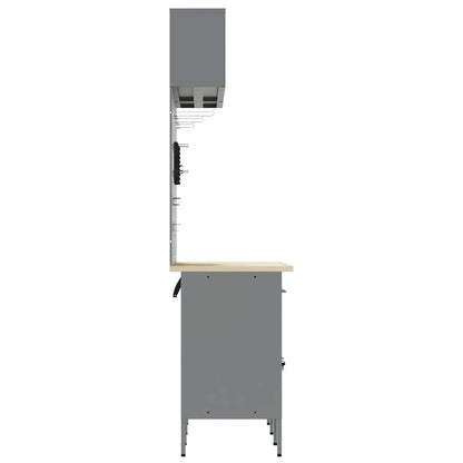 Werk kast met lade 8 pcs Zwart Engineered hout en staal
