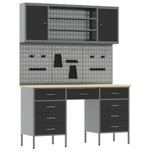 Werk kast met lade 8 pcs Zwart Engineered hout en staal
