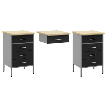 Werk kast met lade 8 pcs Zwart Engineered hout en staal