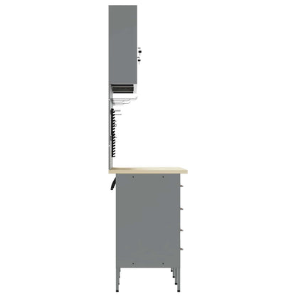Werk kast met lade 8 pcs Zwart Engineered hout en staal