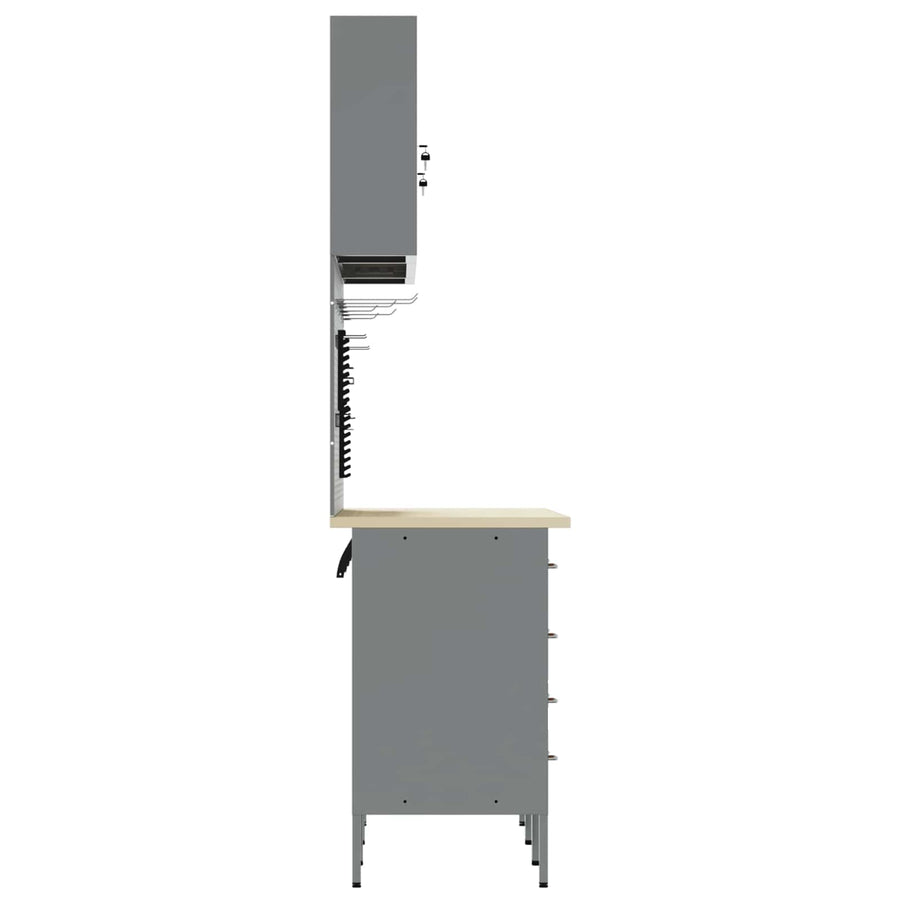 Werk kast met lade 8 pcs Zwart Engineered hout en staal