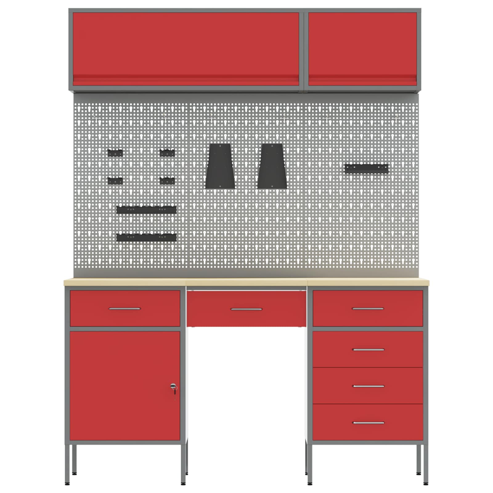 Werk kast met lade 8 pcs Zwart Engineered hout en staal