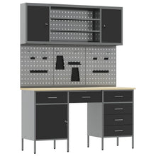Werk kast met lade 8 pcs Zwart Engineered hout en staal
