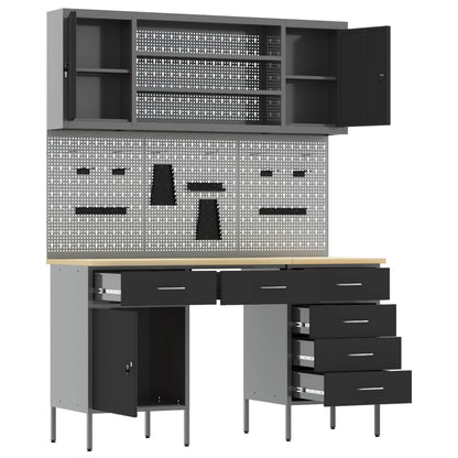 Werk kast met lade 8 pcs Zwart Engineered hout en staal