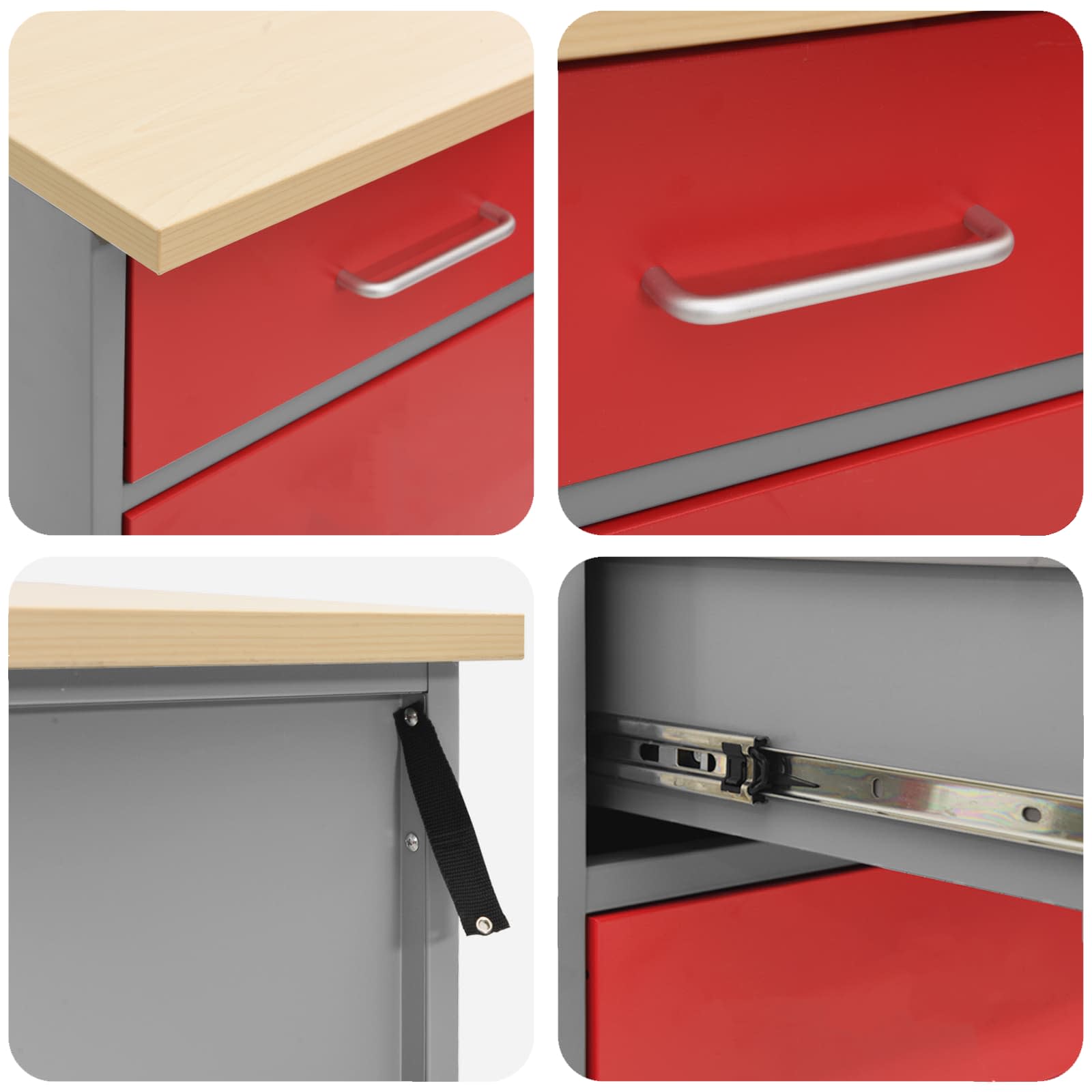 Werk kast met lade 10 pcs Rood Engineered hout en staal