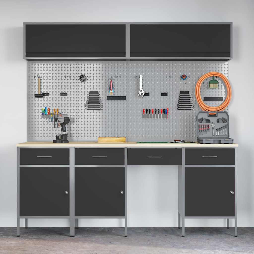 Werkkast set met lade met opslag met slot 10 pcs Zwart