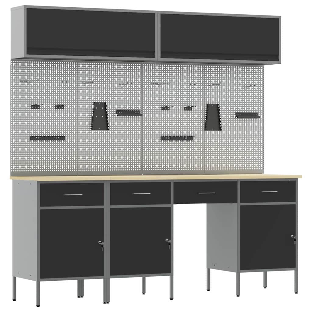 Werkkast set met lade met opslag met slot 10 pcs Zwart