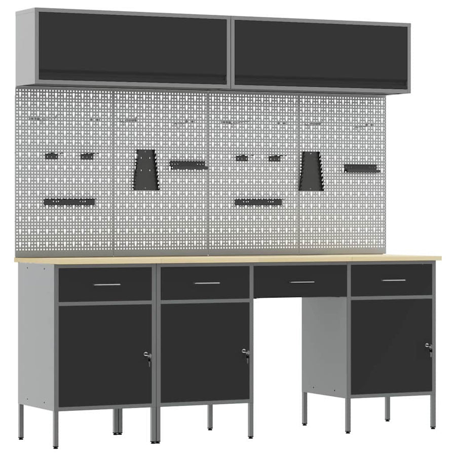 Werkkast set met lade met opslag met slot 10 pcs Zwart