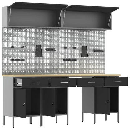 Werkkast set met lade met opslag met slot 10 pcs Zwart