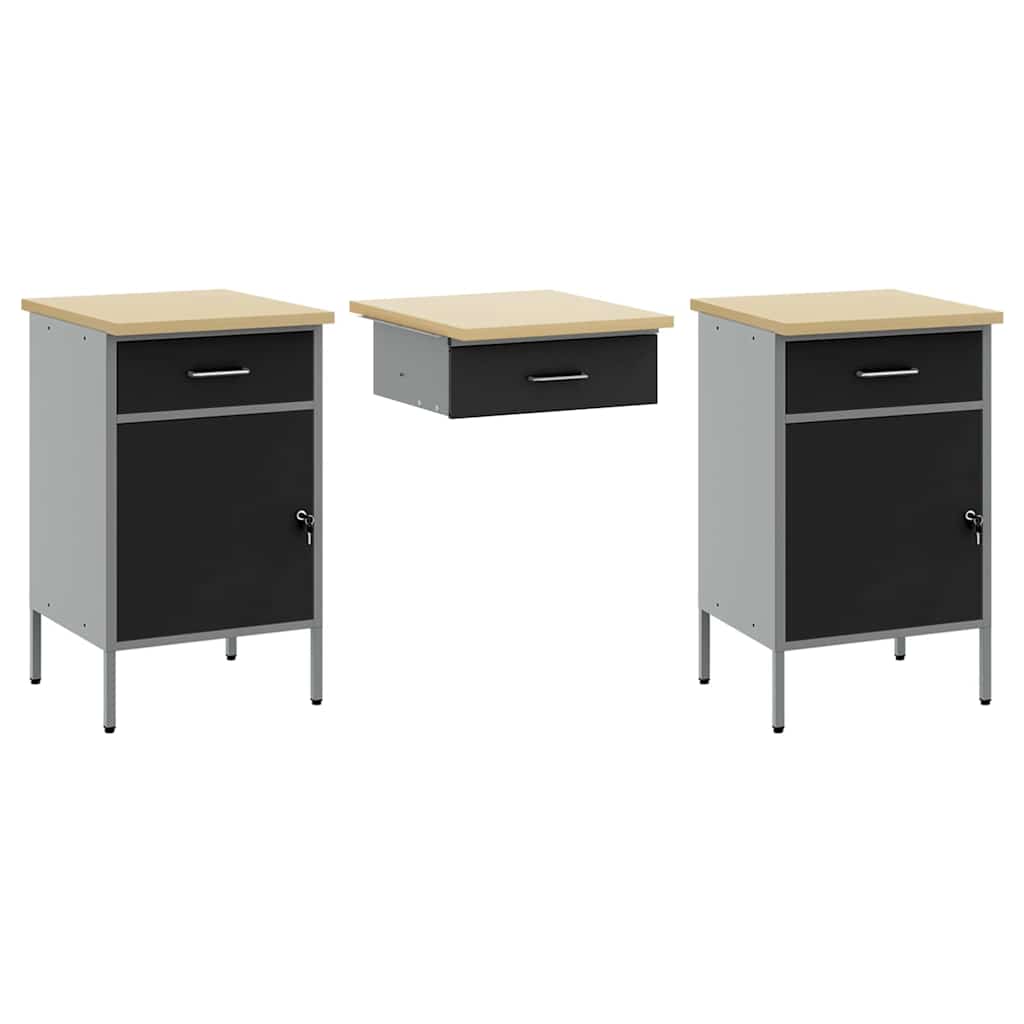 Werkkast set met lade met opslag met slot 10 pcs Zwart