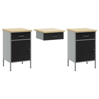 Werkkast set met lade met opslag met slot 10 pcs Zwart