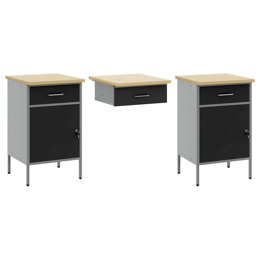 Werkkast set met lade met opslag met slot 10 pcs Zwart