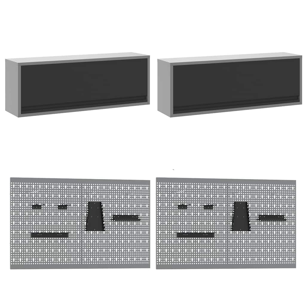 Werkkast set met lade met opslag met slot 10 pcs Zwart