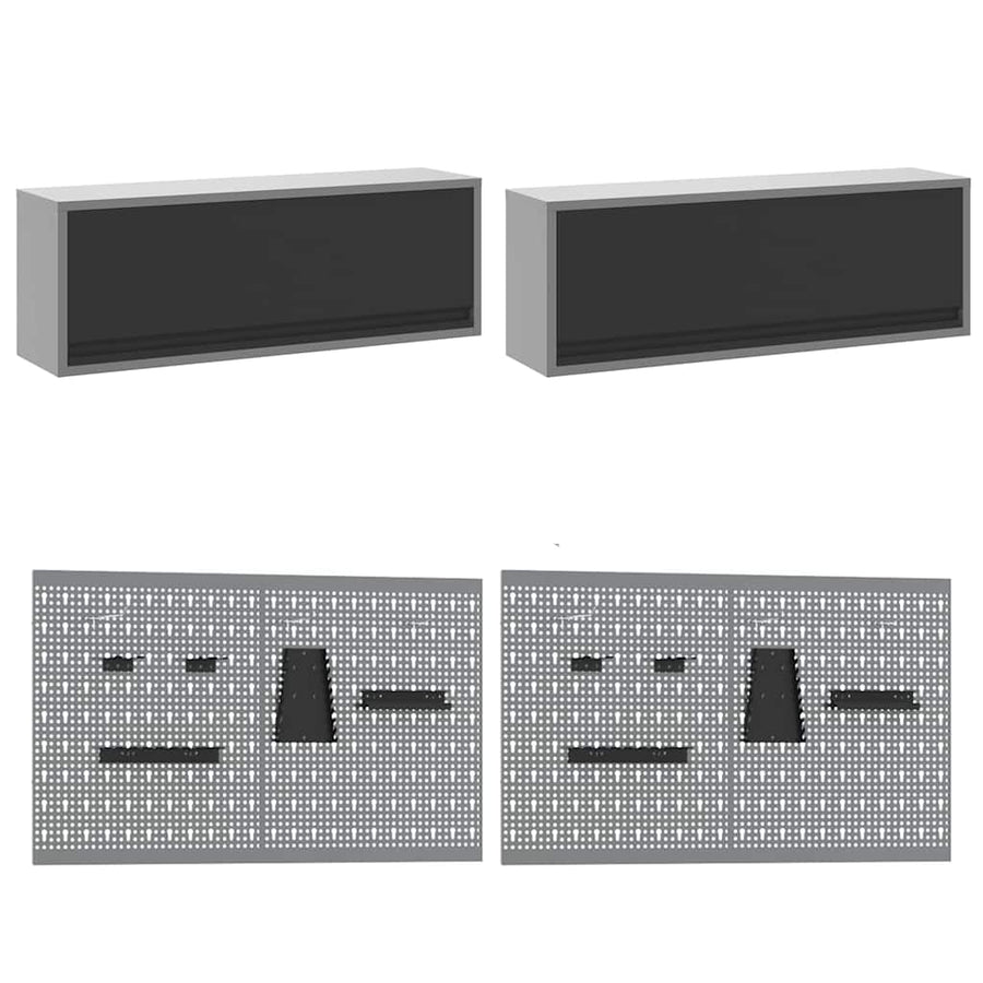 Werkkast set met lade met opslag met slot 10 pcs Zwart