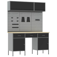 Werk kast met lade 10 pcs Zwart Engineered hout en staal