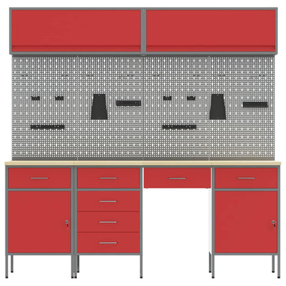 Werk kast met lade 10 pcs Zwart Engineered hout en staal