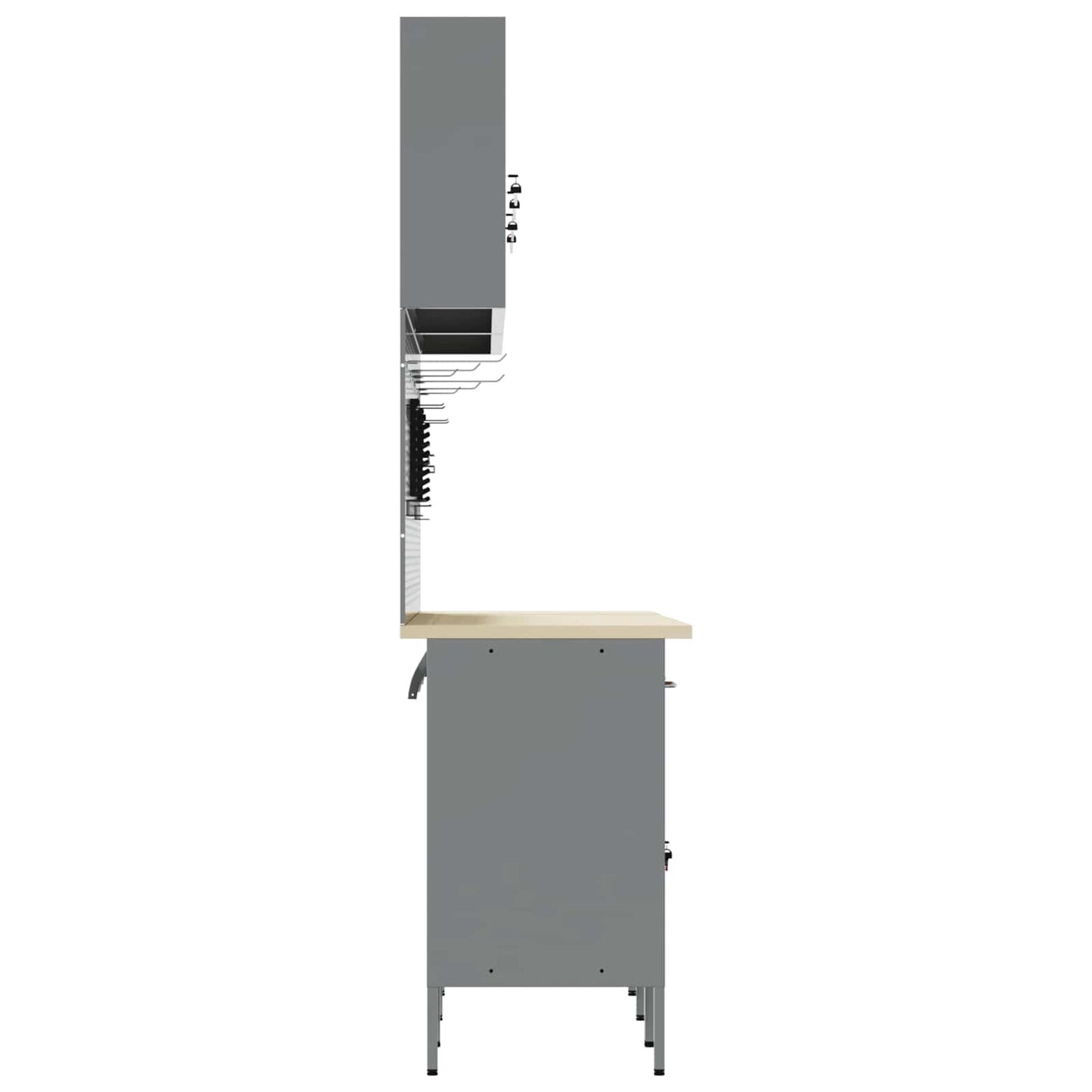 Werk kast met lade 10 pcs Zwart Engineered hout en staal