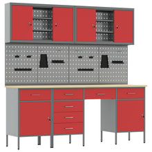 Werk kast met lade 10 pcs Rood Engineered hout en staal