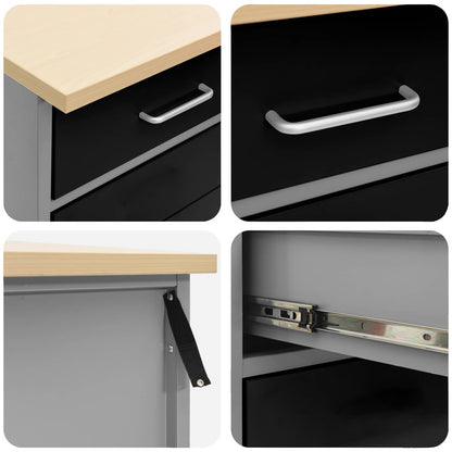 Werkkast set met lade met opslag met slot 10 pcs Zwart