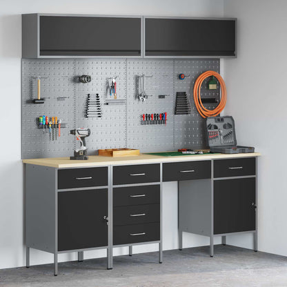 Werkkast set met lade met opslag met slot 10 pcs Zwart