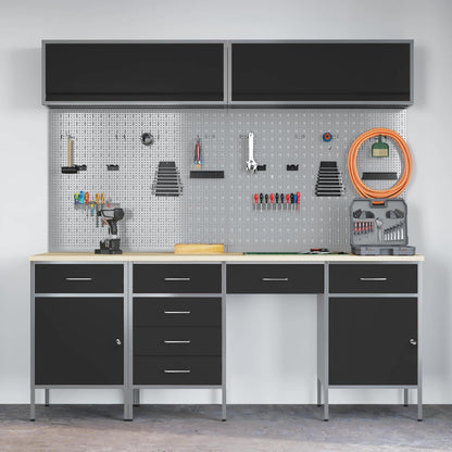 Werkkast set met lade met opslag met slot 10 pcs Zwart