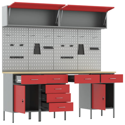Werkkast set met lade met opslag met slot 10 pcs Zwart