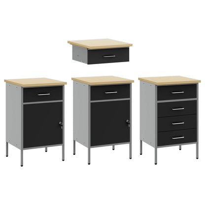 Werkkast set met lade met opslag met slot 10 pcs Zwart