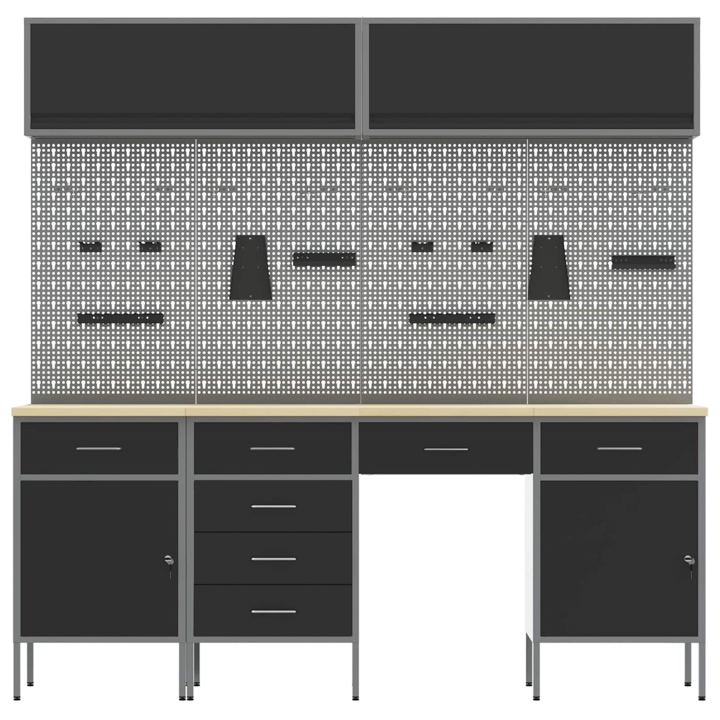 Werkkast set met lade met opslag met slot 10 pcs Zwart