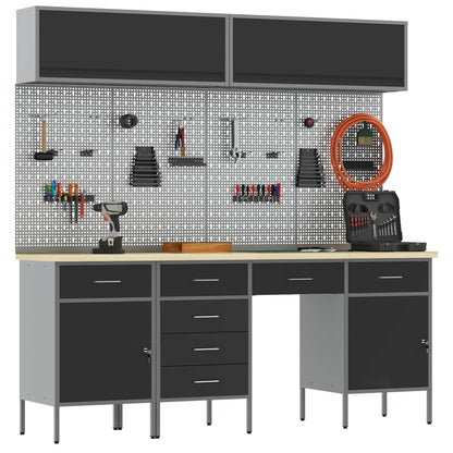 Werkkast set met lade met opslag met slot 10 pcs Zwart