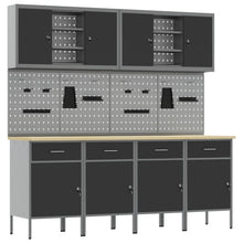 Werk kast met lade 10 pcs Zwart Engineered hout en staal